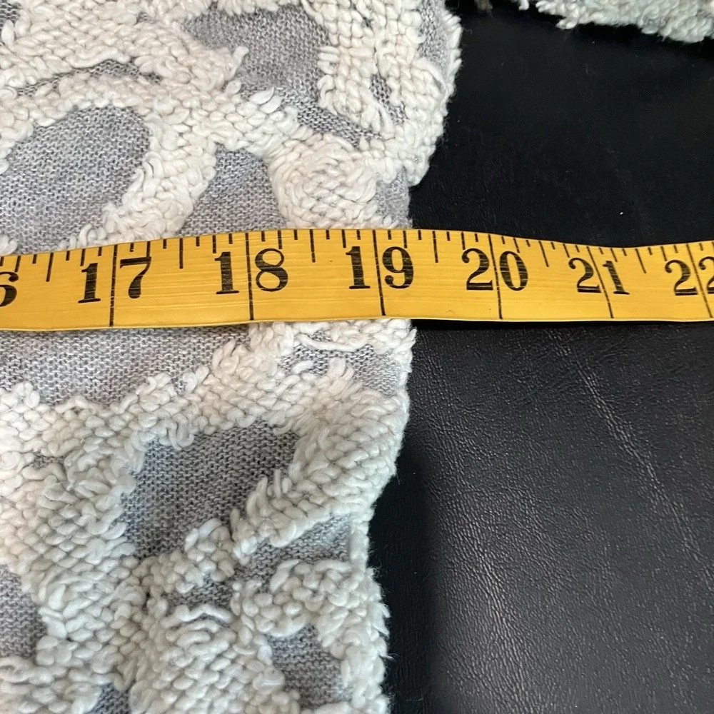 Club Monaco Textured Sweatshirt Women's Small Gray Cream Merino Wool Trim